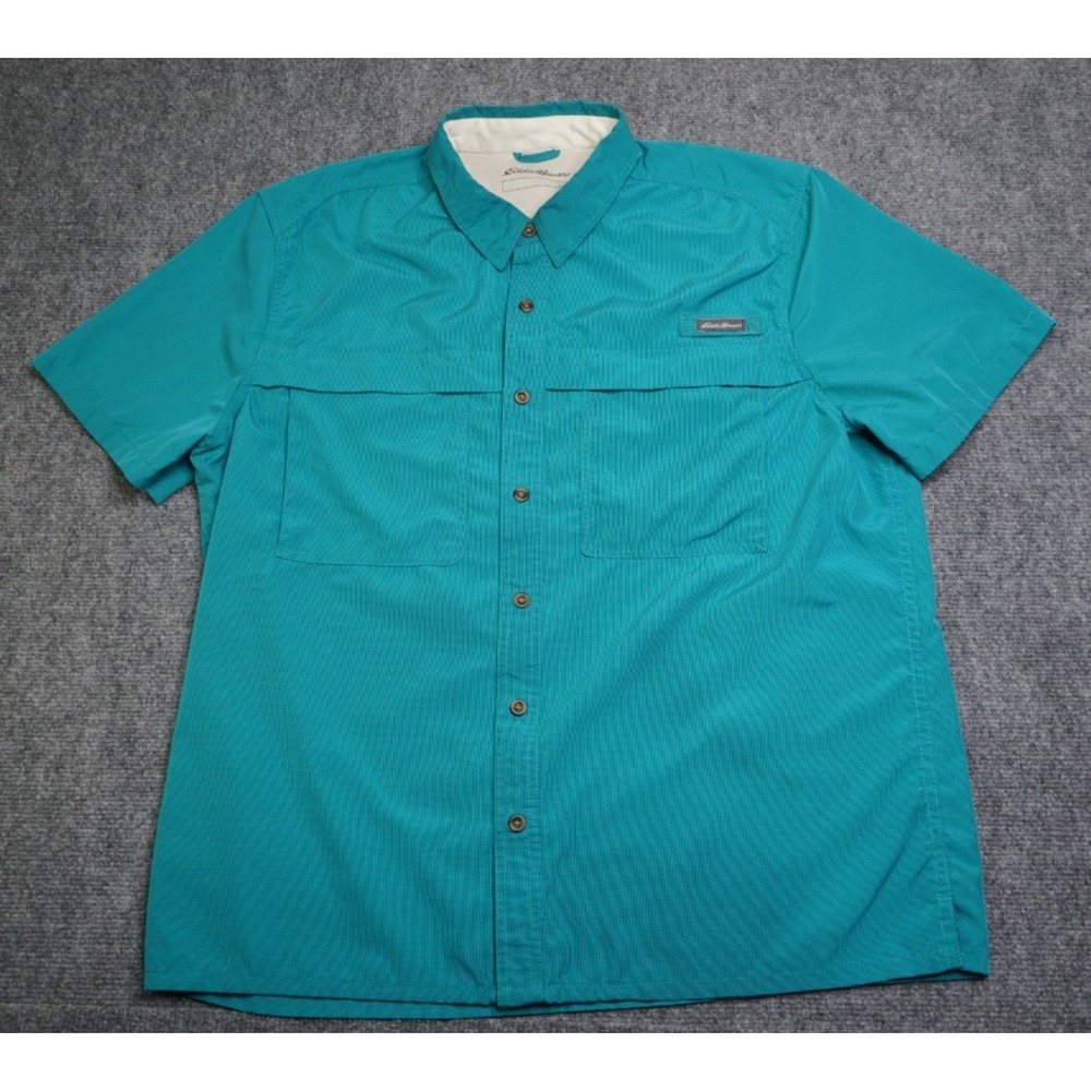 Eddie‎ Bauer Men's Blue outdoor Fishing hiking shirt.